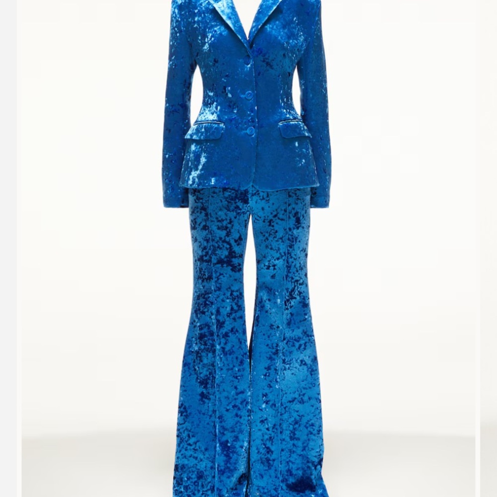 ISO H&M CRUSHED- Velvet Cobalt Blue Pants